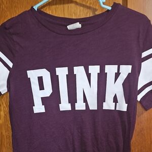 Victoria's Secret PINK Purple Tee with White Accents